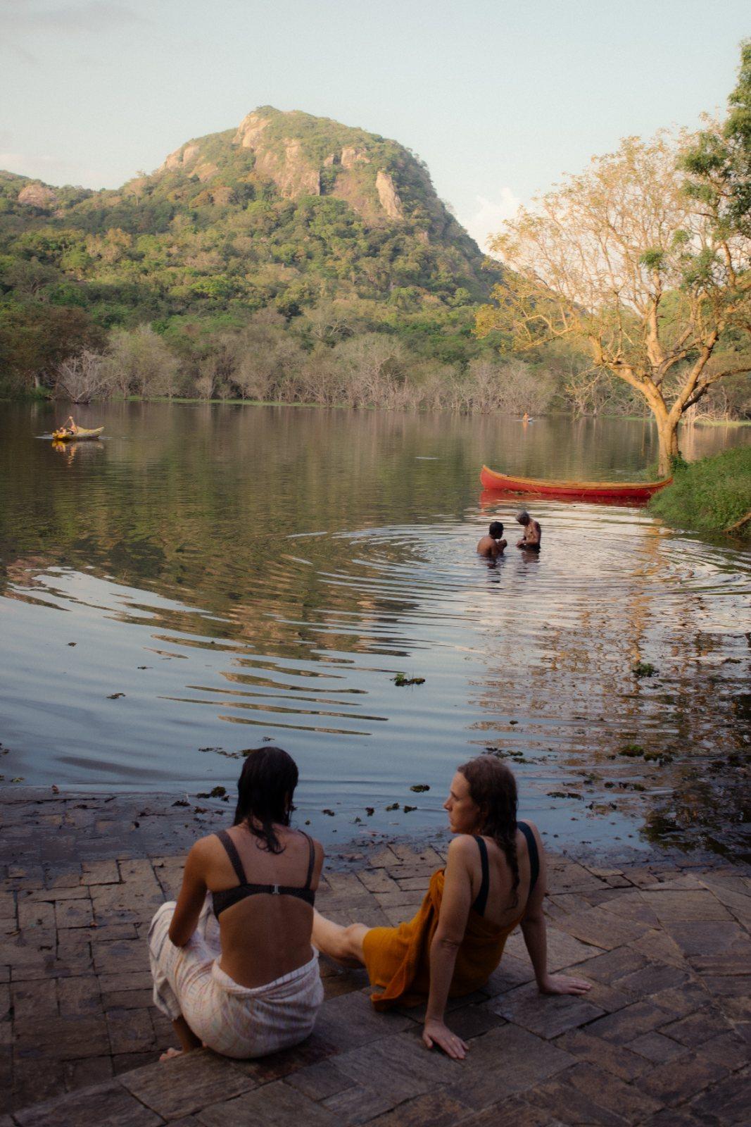 Sitting by the lake at Ulpotha
